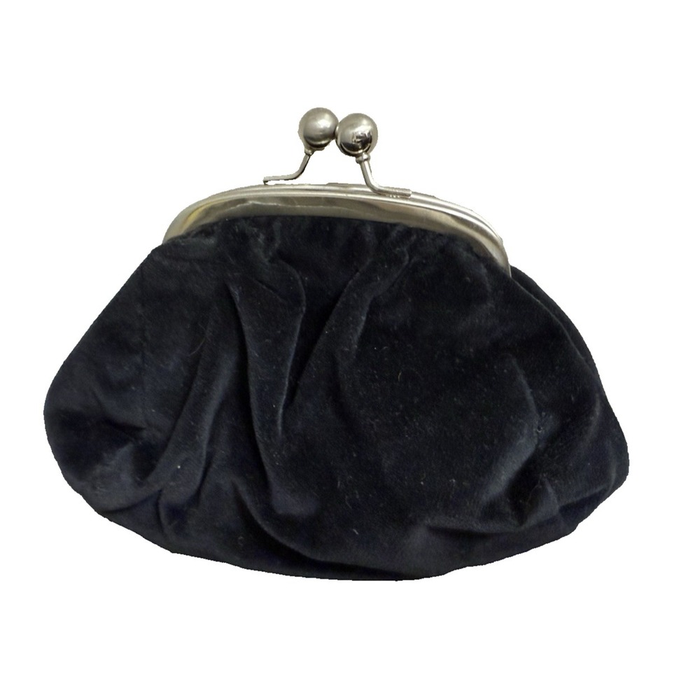 New‎ Talbots Black Velour Small Purse Wallet  Silver Toned Snaps